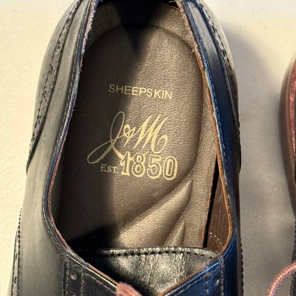 J & M Black Lace Up Sheepskin Cap Toe Mens Dress Shoes Size 7.5 main image 4